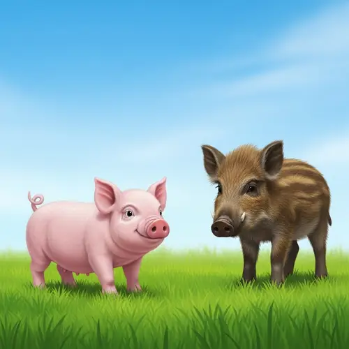 Joyful Play: Pink Piglet and Wild Boar Piglet Fun