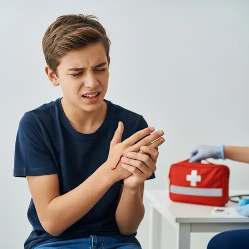 First Aid for Minor Cuts: Boy with Hand Cut | YourWebsite