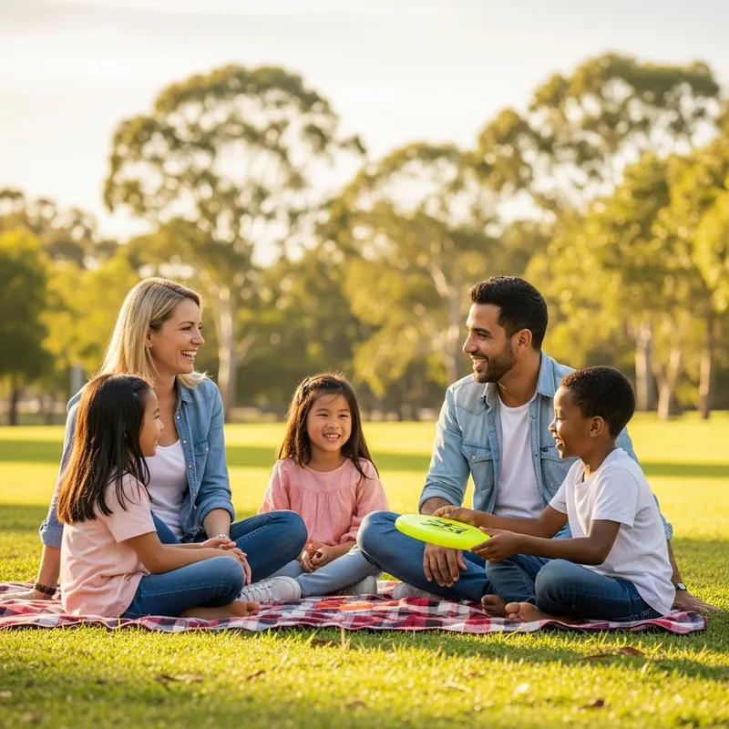 Heartwarming Family of Five Enjoying Quality Time in Park Heartwarming Family of Five Enjoying Quality Time in Park