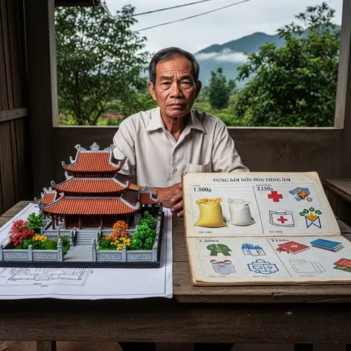 Vietnamese Man Contemplates Between Building Temple or Aiding Poor