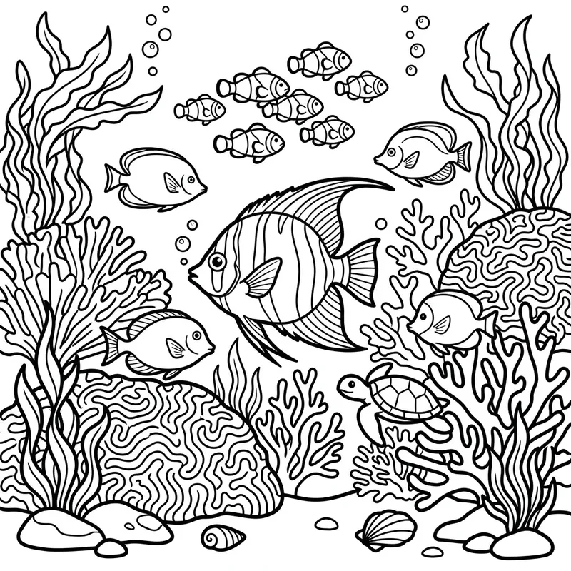 Underwater Scene Coloring Page for Kids Underwater Scene Coloring Page for Kids