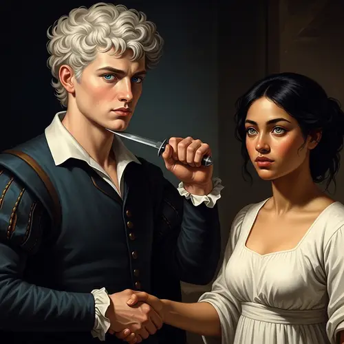 Captivating Renaissance Painting of Suspenseful Moment