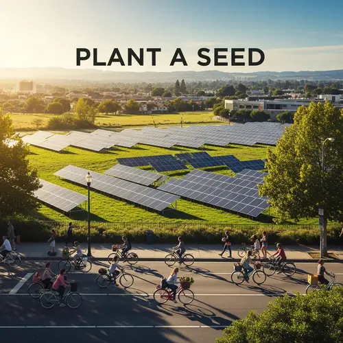 Plant a Seed in Sustainable Green City | Solar Panels & Biking Shoppers