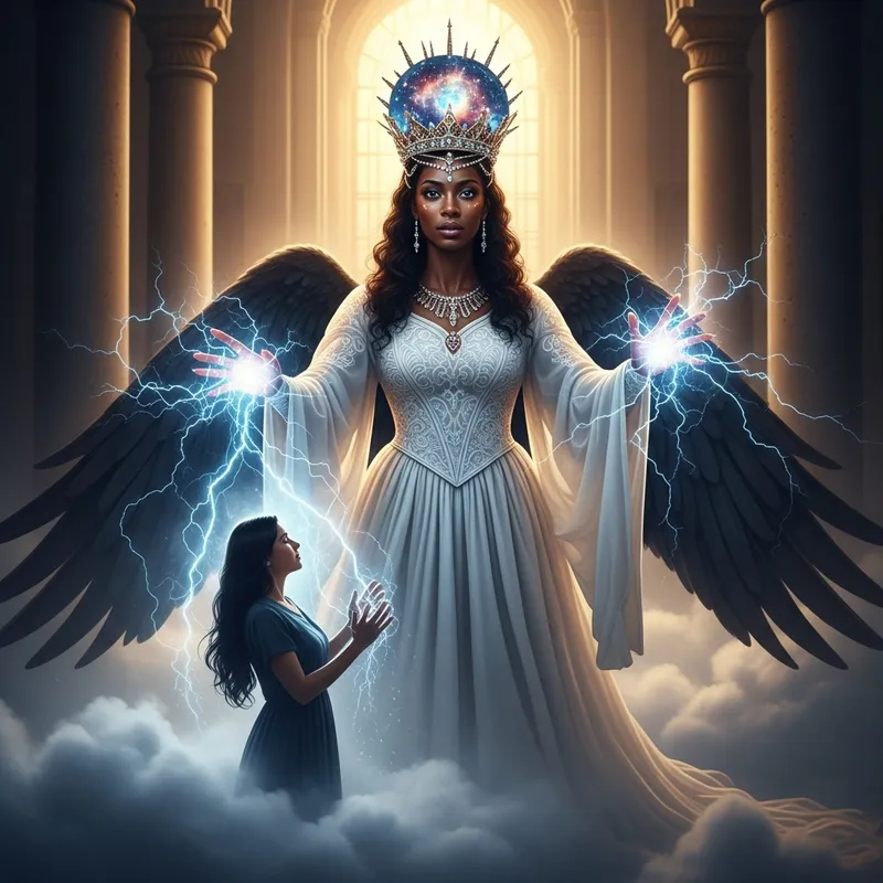 Divine Black Queen Healing Earth with Celestial Power Divine Black Queen Healing Earth with Celestial Power