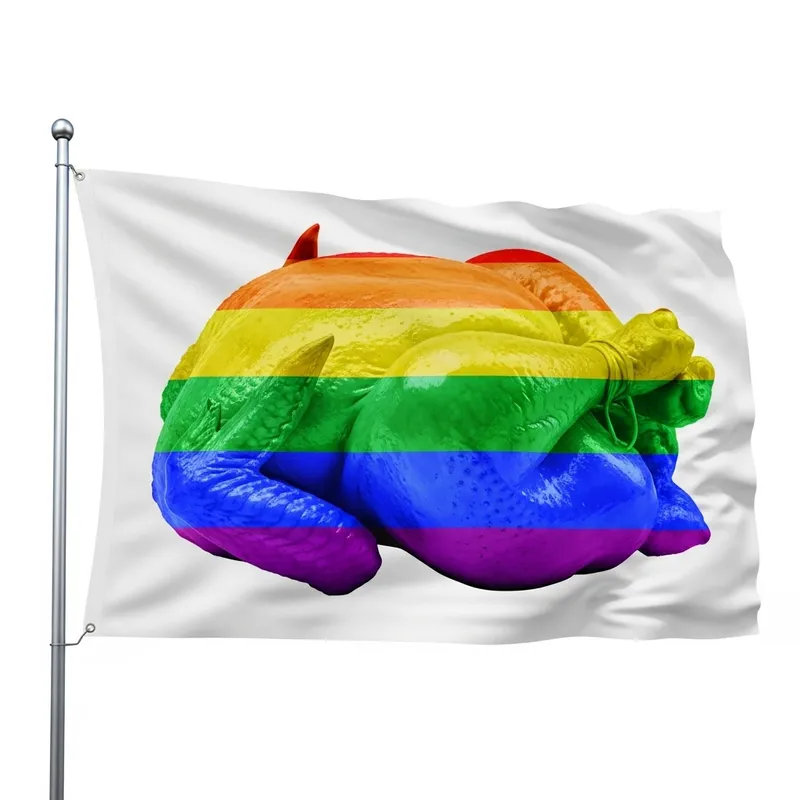 Rainbow Roast Chicken Flag - Vibrant Roast Delight