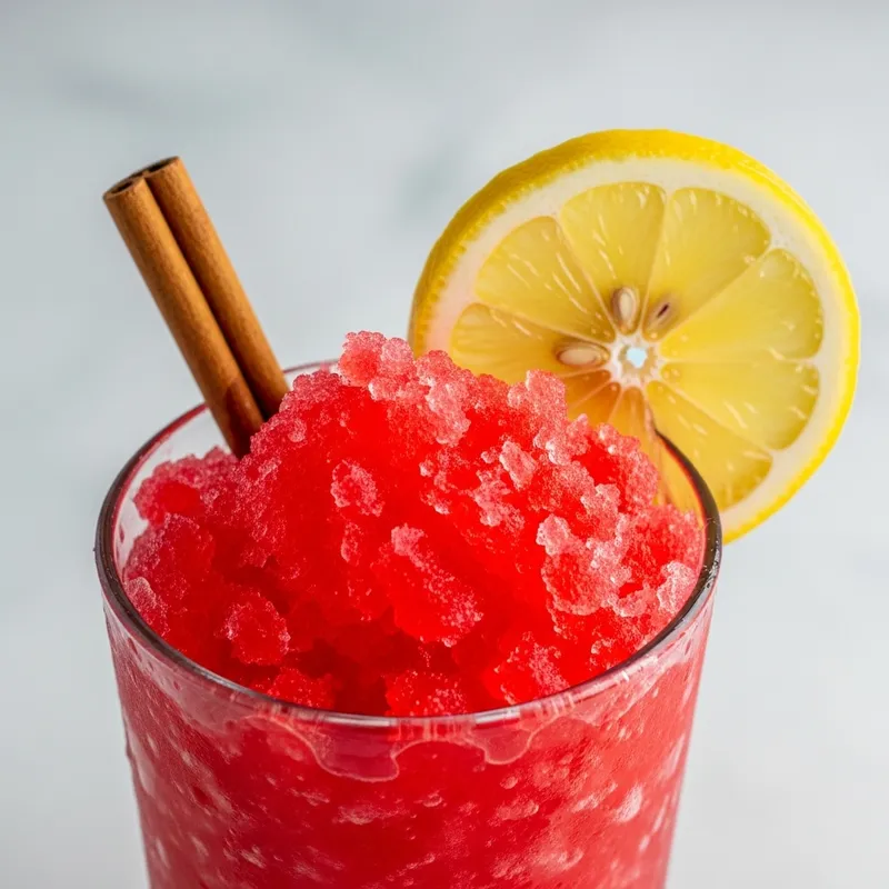 Red Crushed Ice Smoothie with Lemon and Cinnamon | Refreshing Iced Beverage