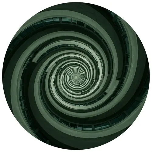 Abstract Architectural Oil Painting - Dark Green Tones