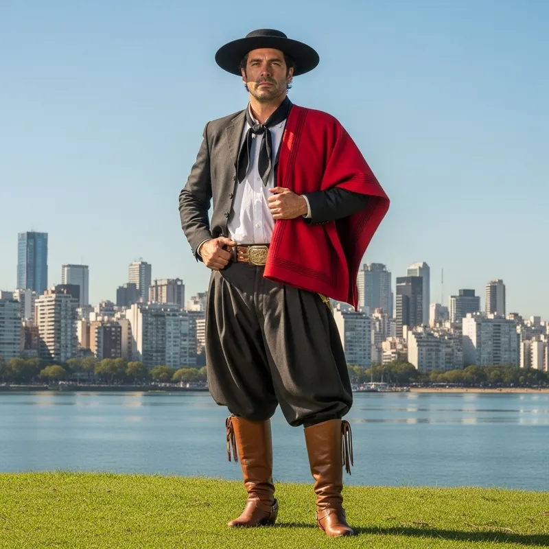 Argentinian Gaucho in Buenos Aires Cityscape