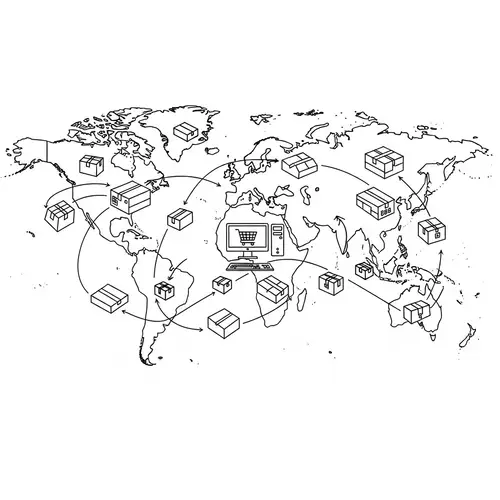 Global E-Commerce Visualization: Modern Minimalism in Black and White