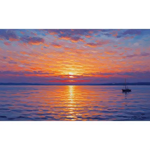 Impressionist Maritime Landscape at Sunset
