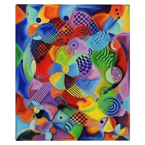 Vibrant Abstract Canvas Art with Complementary Colors