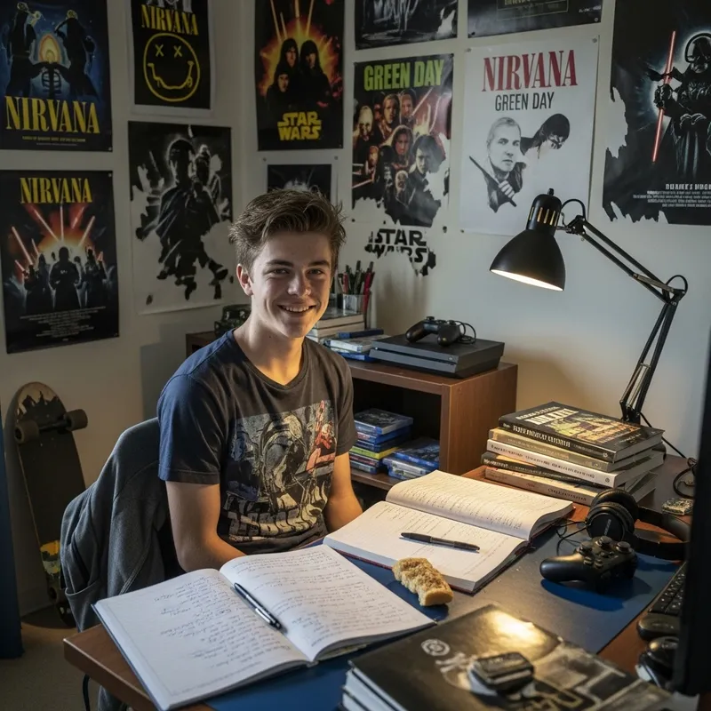 Teenage Boy Profile Picture: 15-Year-Old Facebook Portrait in Bedroom