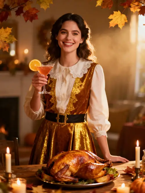 Thanksgiving Celebration with Cocktails and Turkey