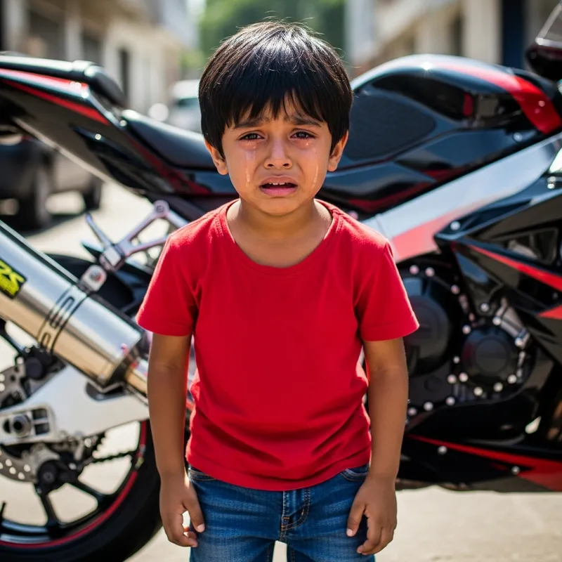 Boy Cries in Front of Super Bike: A Heartfelt Moment