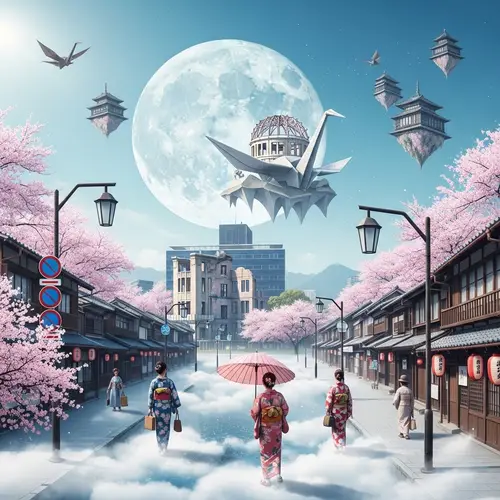 Surrealistic Hiroshima Cityscape: Rich Cultural Heritage & Unreal Landscapes