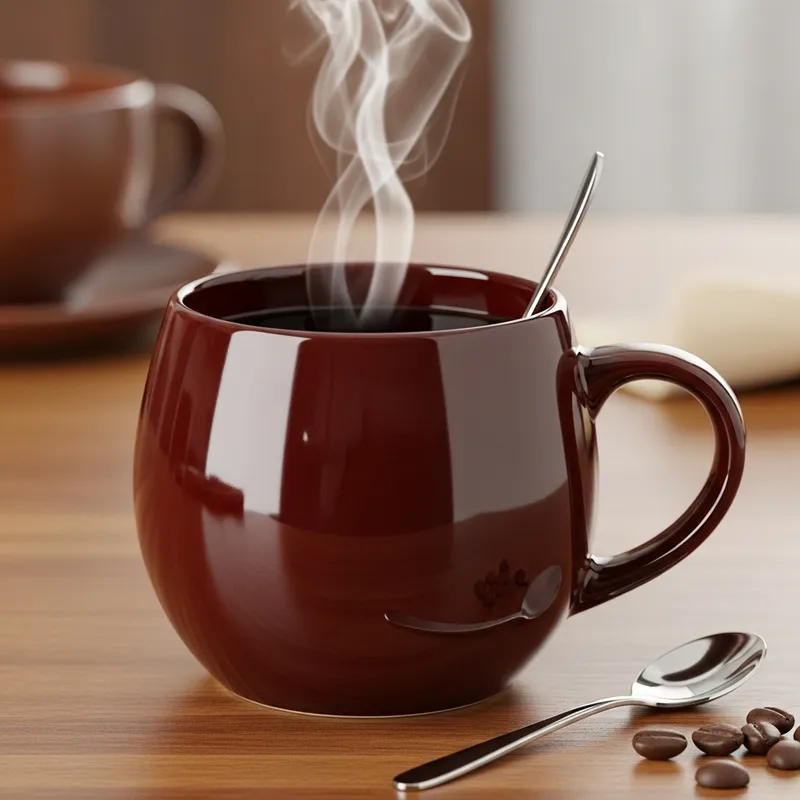 Elegant Dark Brown Ceramic Coffee Mug for Freshly Brewed Coffee