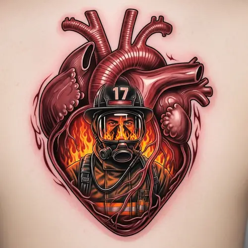Heart Muscle Fireman Tattoo Design | Symbol of Resilience