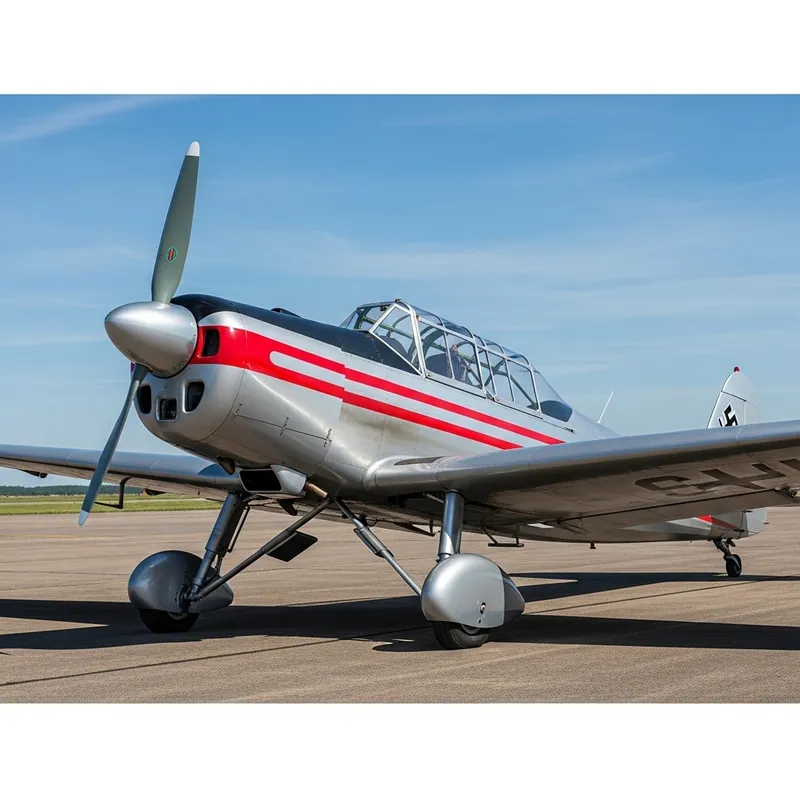 Detailed Draw Storch Airplane Image: Silver with Red Detailed Draw Storch Airplane Image: Silver with Red