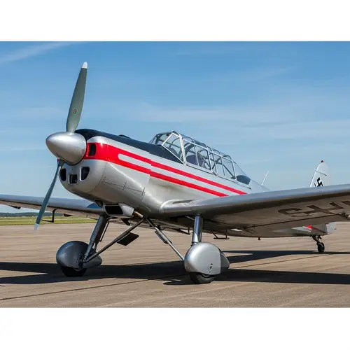 Detailed Storch Airplane Image: Silver with Red Stripe