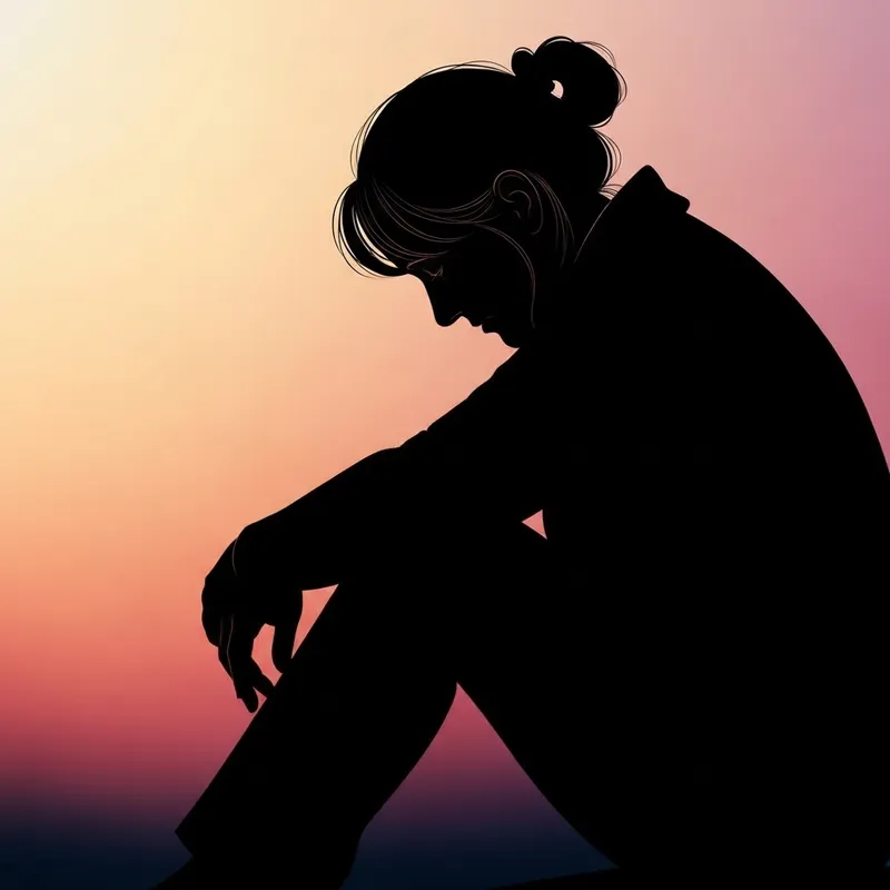 Sad Middle-Aged Silhouette | Solitude & Sorrow