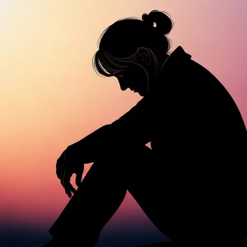 Gender-Neutral Middle-Aged Sad Silhouette | Solitude & Sorrow