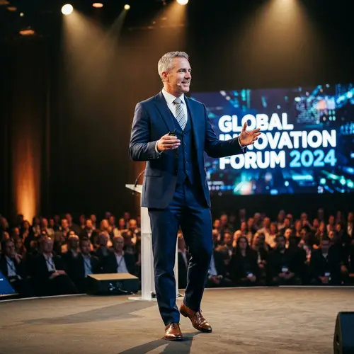 Dynamic Keynote Speaker Commanding the Stage