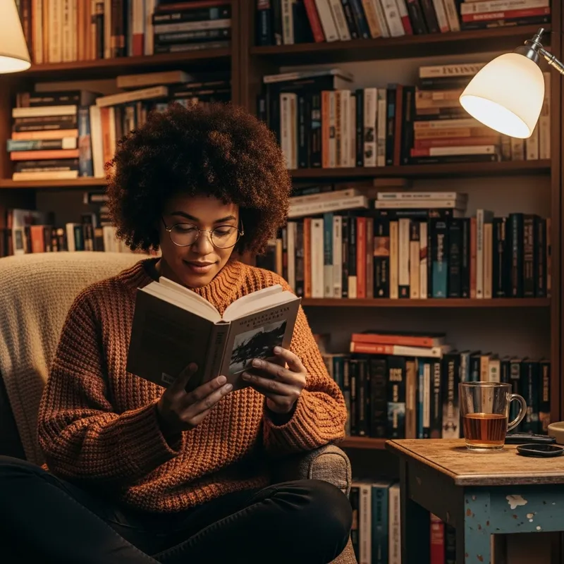Intellectual Woman Reading Book | bell hooks Leyendo Captivates Literature Lovers