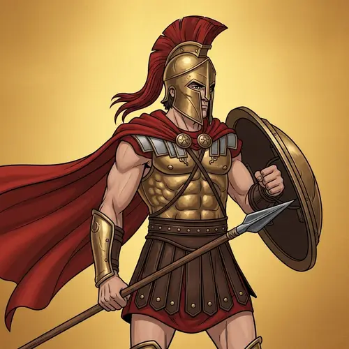 Iconic Spartan Warrior: Male, Muscular Build, Traditional Armor