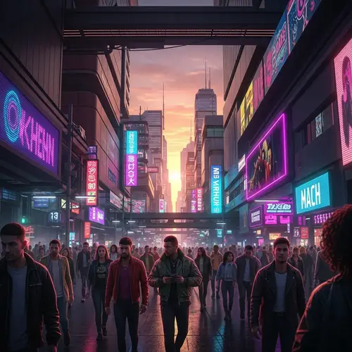 Futuristic Cityscape at Sunset | Neon Cyberpunk Metropolis