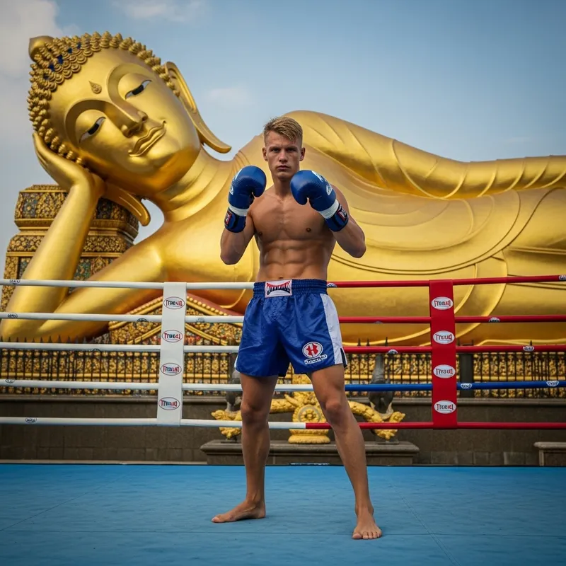 Ramon Dekkers in the Ring with Reclining Buddha Background