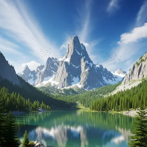 Majestic Snow-Capped Mountain Panorama