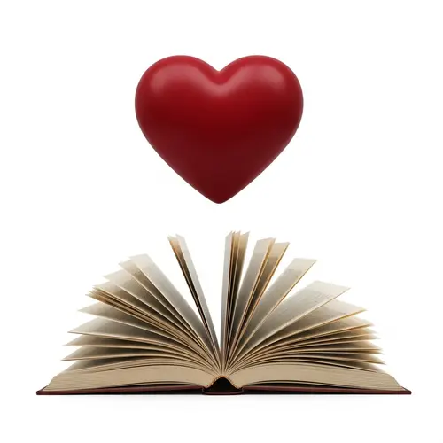 Majestic Red Heart with Open Book | Symbol of Love and Magic