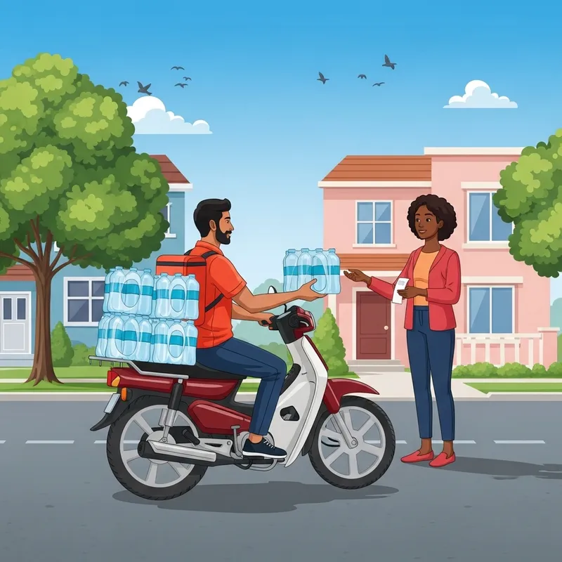 Mineral Water Delivery by Motorcycle - Fast and Reliable Service Mineral Water Delivery by Motorcycle - Fast and Reliable Service
