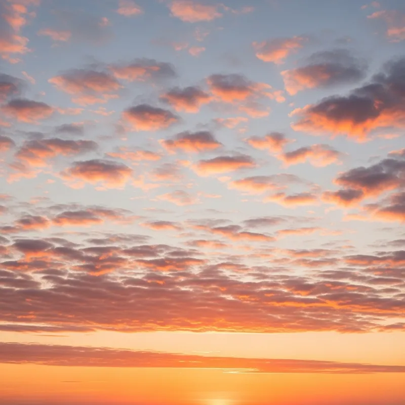 Breathtaking Realistic Sunset Sky with Multicolored Small Clouds Breathtaking Realistic Sunset Sky with Multicolored Small Clouds