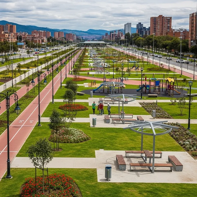 Linear Park by La Vaca Wetlands, Bogota: Nature & Recreation Oasis