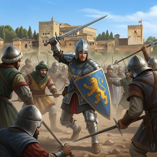 Granada War Scene: Northern European Knight Fernando in Battle