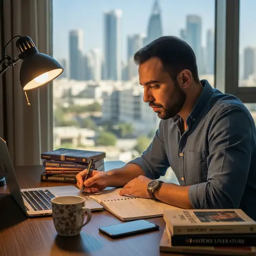 Middle-Eastern Man Working at Desk