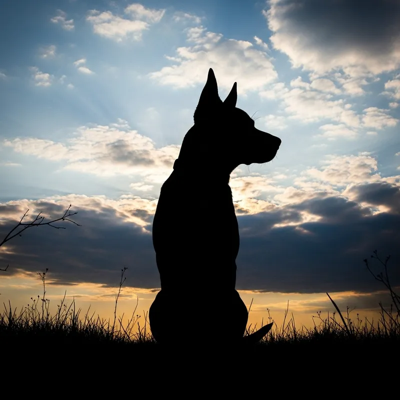 Dog's Silhouette in Graffiti Style Against Cloudy Sky | Realistic Oil & Acrylic Colors