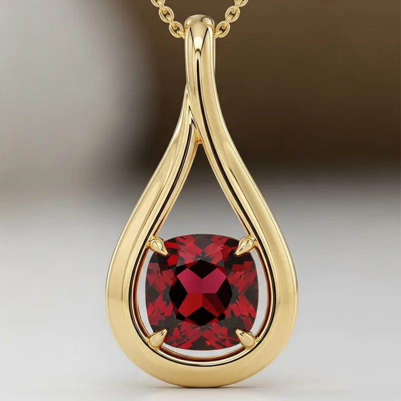 Elegant Raindrop Pendant with Almandine Garnet Elegant Raindrop Pendant with Almandine Garnet
