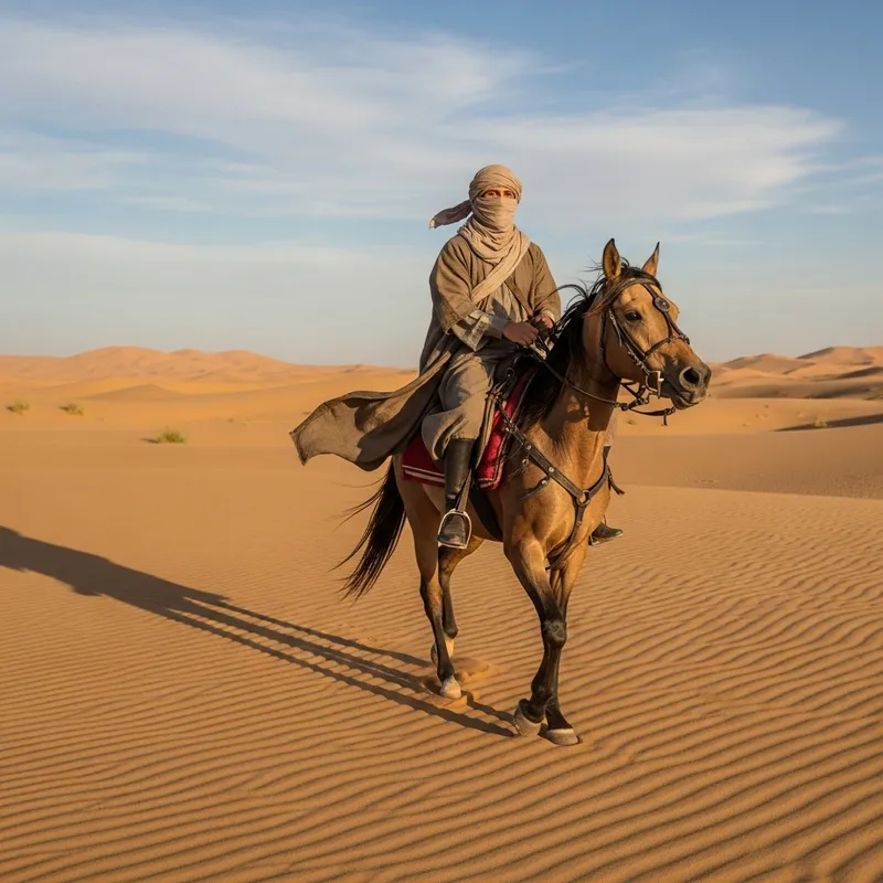 Masked Companion Riding in Pre-Islamic Desert