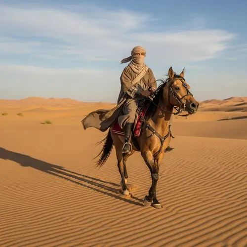 Masked Companion Riding in Pre-Islamic Desert
