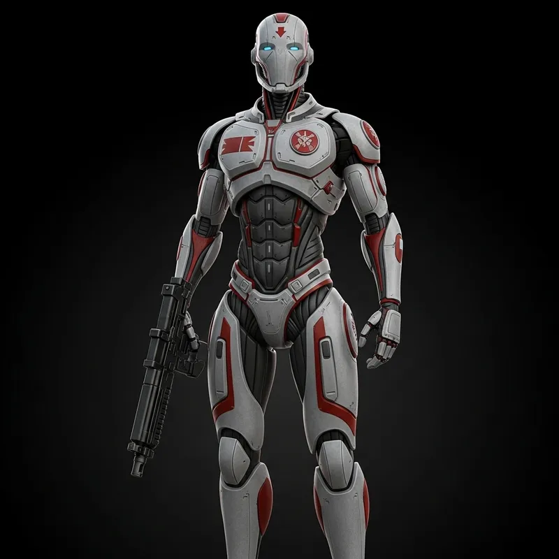 Sci-Fi Soldier Robot - Resembles Star Wars Design - Full Body View