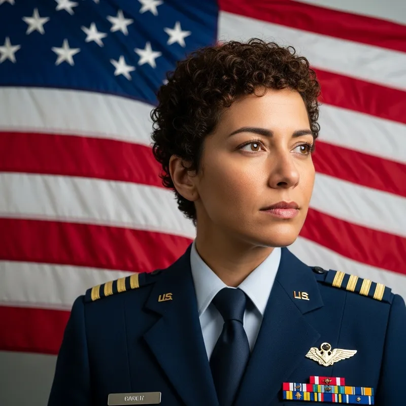 Female Pilot with American Flag