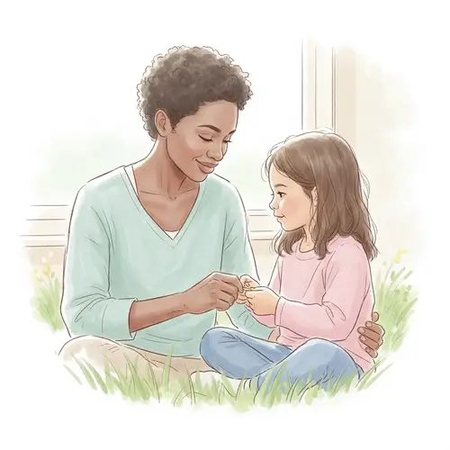 Mother-Daughter Bonding in Soft Pastel Watercolors