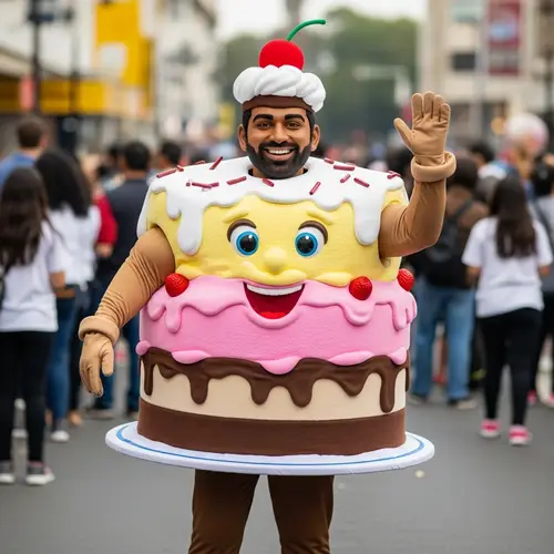 Extravagant Ice Cream Cake Mascot | South Asian Joyful Character