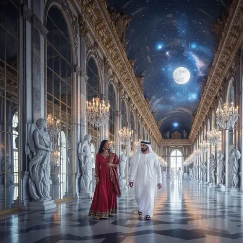 Moonlit Hall of Mirrors: A Dreamy Stroll