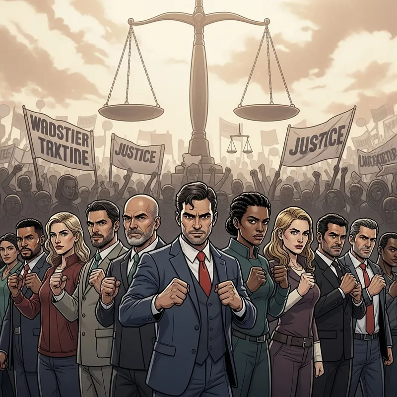 Team of 10 People Fighting for Justice | Symbol of Fairness