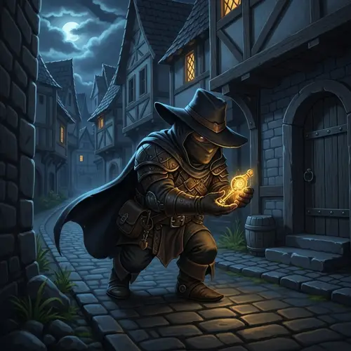 Stealthy Halfling Thief - Shadowy Night Adventure