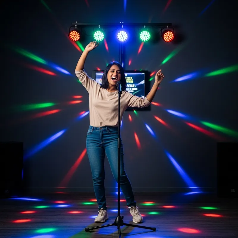 South Asian Girl Karaoke & Dance Performance | Energetic Music Scene