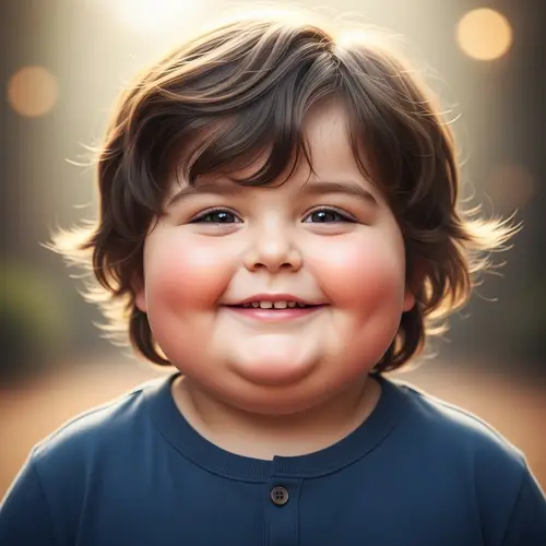 Adorable Little Boy with Round Face and Chubby Cheeks